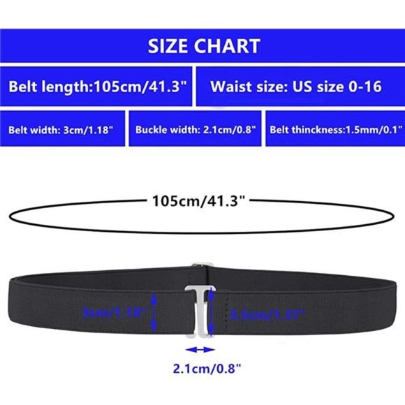 Ginwee 6 Pack Invisible Belts, No Show Adjustable Elastic Belts with Flat Buckle